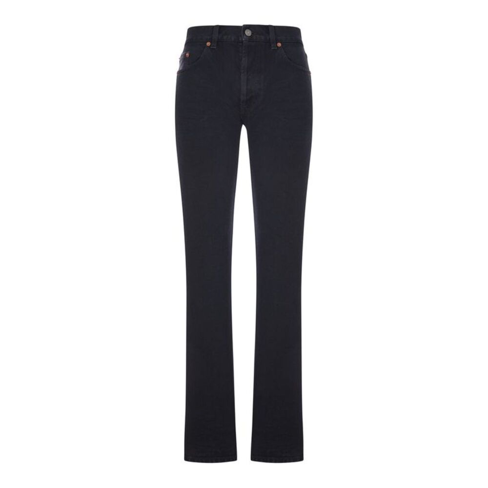 Saint Laurent Women Straight Jeans In Authentic Denim